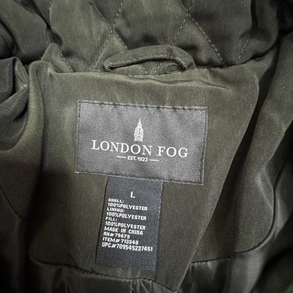 London Fog Women's Quilted Jacket Size Large Olive Green Full Zip High Collar‎ - Picture 15 of 15